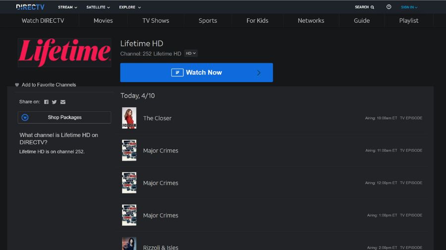 What Channel is Lifetime on DirecTV?